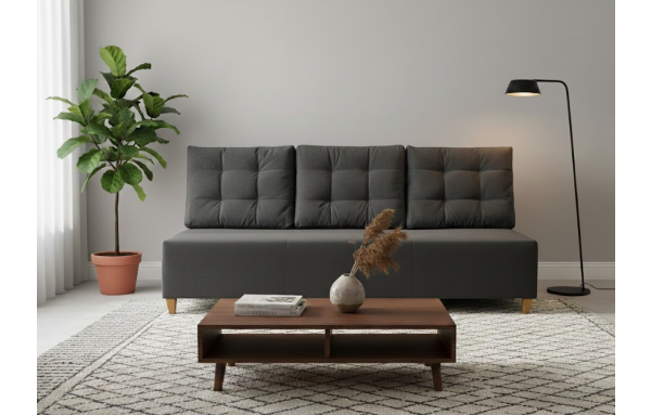 SOFA KANAPA OLA kolor GRAFITOWY z funkcją spania sprężyny pojemnik